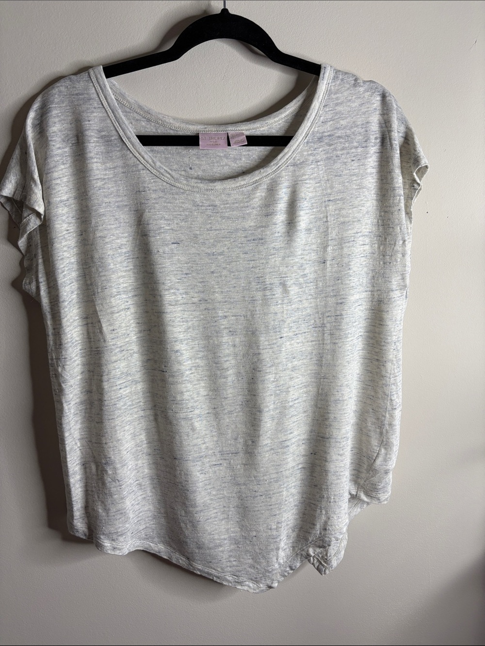 St. Tropez Heather Light Gray Short Sleeve Scoop Neck Tee